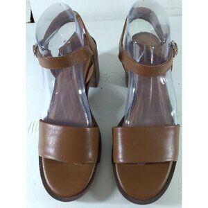 Lucky Brand Heels Brown Leather Slingback Ankle Strap Toe Sz 9